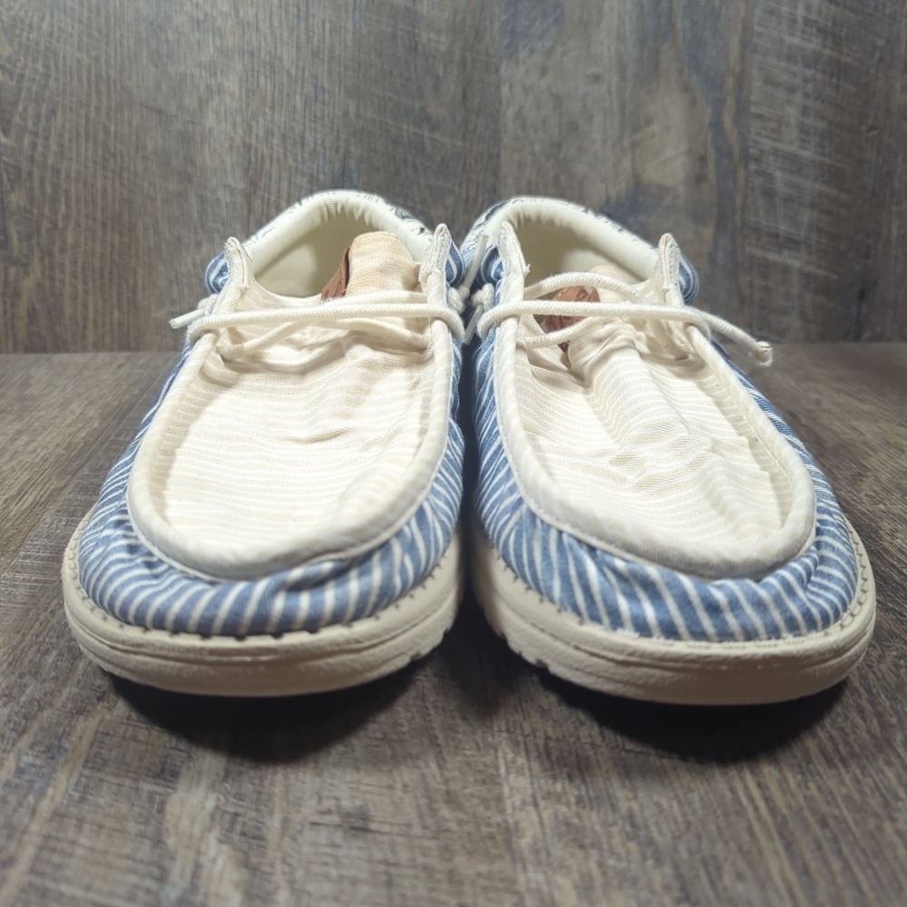 Hey Dude Wally Funk Lee Mens Sz 14 Blue Multi Slip On Canvas Lightweight Casual - Picture 3 of 15